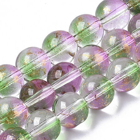 Transparent Spray Painted Glass Bead Strands GLAA-N035-03C-B01-1