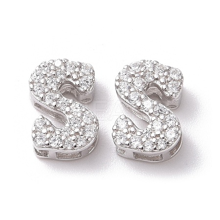 925 Sterling Silver Micro Pave Cubic Zirconia Beads STER-Z005-15P-S-1