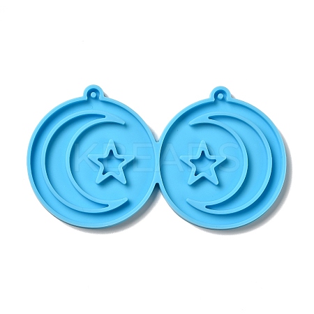 DIY Flat Round with Star & Moon Pendant Silicone Molds LS-DIY-I099-15-1