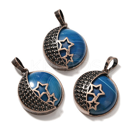 Natural Blue Banded Agate(Dyed & Heated) Pendants G-P560-01R-16-1