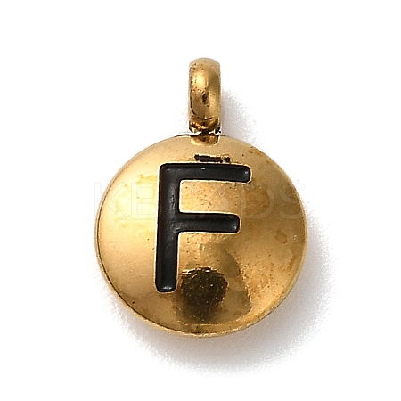 304 Stainless Steel Black Enamel Charms STAS-R009-01G-F-1