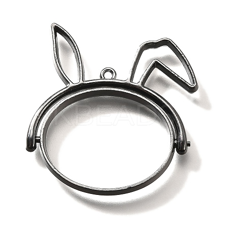 Rabbit Rotatable Alloy Swivel Open Back Bezel Pendants PALLOY-I223-19B-1