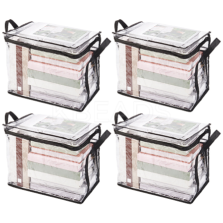 Large Capacity Transparent PVC Plastic Zipper Bags with Handle for Book Storage ABAG-WH0040-60A-1