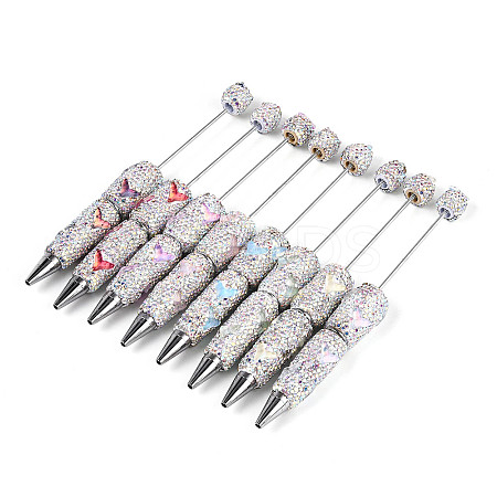 Fishtail Resin & Polymer Clay Pave Rhinestone Ball-Point Pen AJEW-T013-05M-1