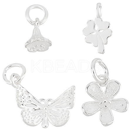 4Pcs 4 Styles 925 Sterling Silver Pendants Sets STER-GO0001-39-1