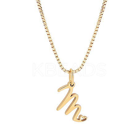 1pc Brass Chain & 304 Stainless Steel Letter Pendant Necklaces NJEW-LP0001-40M-G-1
