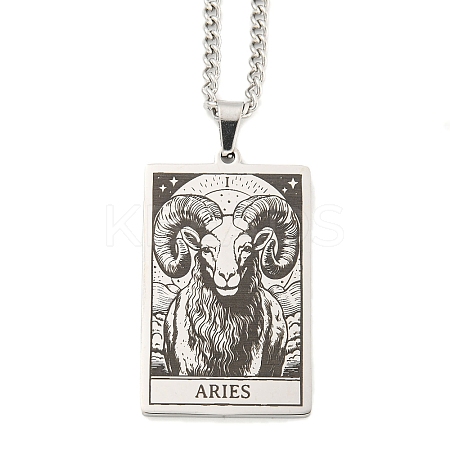Non-Tarnish 304 Stainless Steel Tarot Pendant Necklaces NJEW-A026-01P-01-1