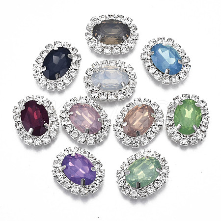 Resin Rhinestone Cabochons with Crystal Rhinestone and Brass Findings RB-S066-22S-1