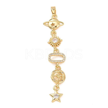 Tassel Brass Micro Pave Clear Cubic Zirconia Big Pendants KK-L271-01G-09-1