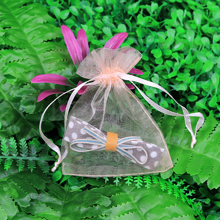 Rectangle Organza Drawstring Bags CON-PW0001-054B-21-1