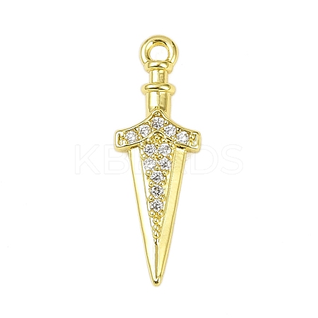 Brass Micro Pave Clear Cubic Zirconia Pendants KK-L238-14G-1