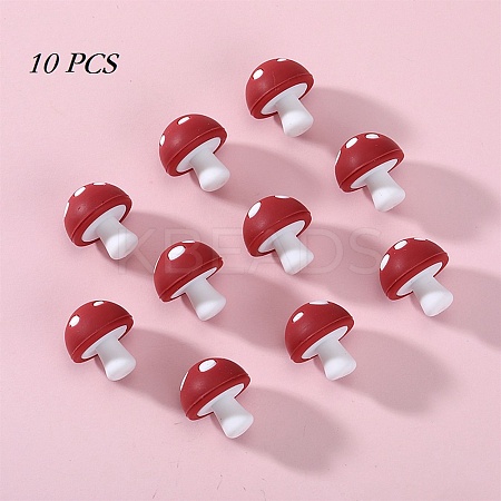 10Pcs Mushroom Silicone Focal Beads JX901D-01-1