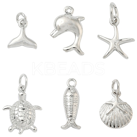 6Pcs 6 Styles Rack Plating Brass Charms KK-YW0003-94-1