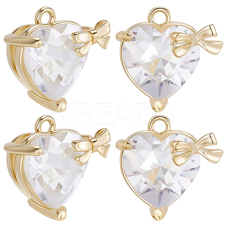 6Pcs Brass Micro Pave Cubic Zirconia Pendants KK-BBC0020-46-1