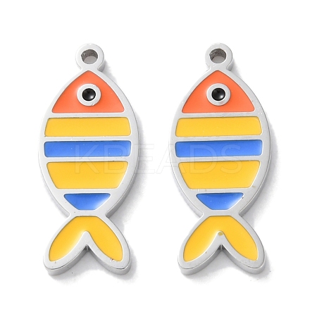 304 Stainless Steel Enamel Pendants STAS-M102-12C-P-1