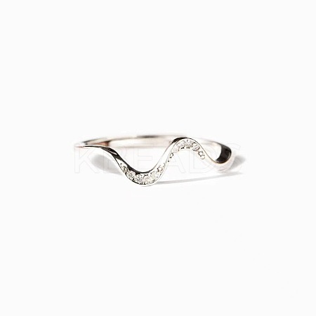 Wave Shaped 925 Sterling Silver Micro Pave Clear Cubic Zirconia Finger Rings FS-WG6021D-05-1