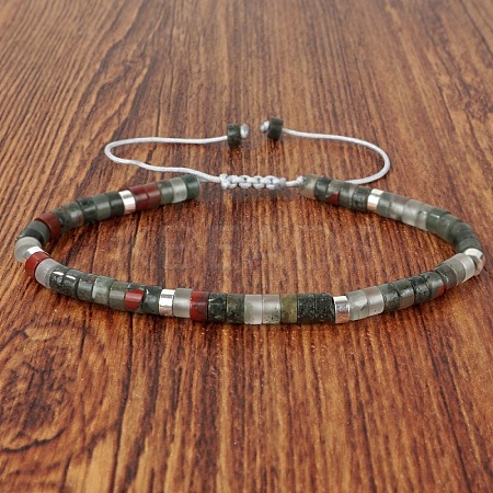 Natural Bloodstone Heishi Beads Adjustable Braided Bracelets for Men Women BX7041-6-1