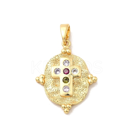 Brass Micro Pave Cubic Zirconia Pendants KK-H089-33G-02-1