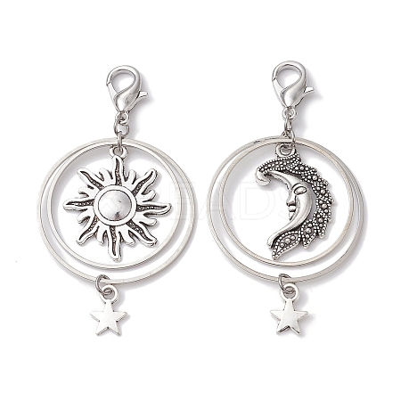 2Pcs Alloy Pendant Decorations HJEW-JM01316-1