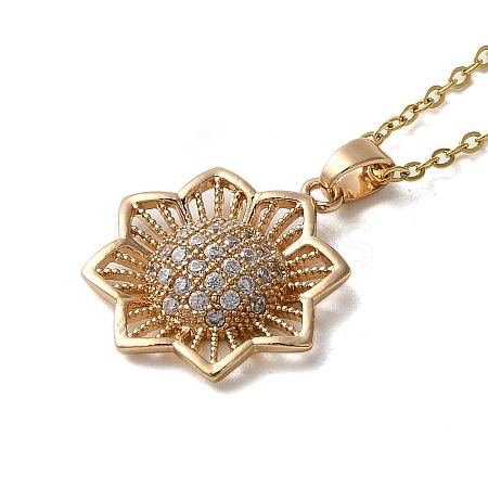 Brass Micro Pave Clear Cubic Zirconia Pendant Necklaces for Women NJEW-E106-05KCG-02-1