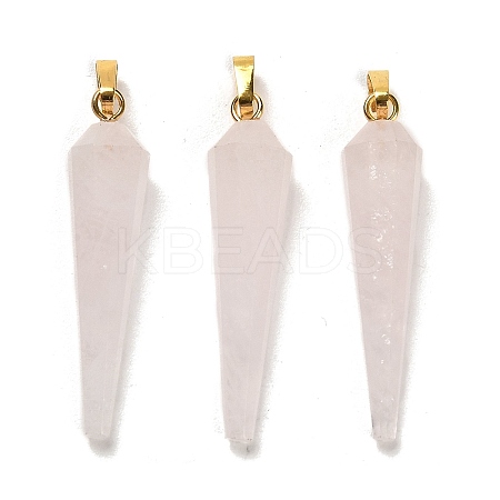 Natural Rose Quartz Pointed Pendants G-D089-01G-06-1