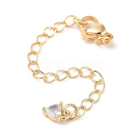 Brass with Cubic Zirconia Chain Extender KK-B102-44G-1