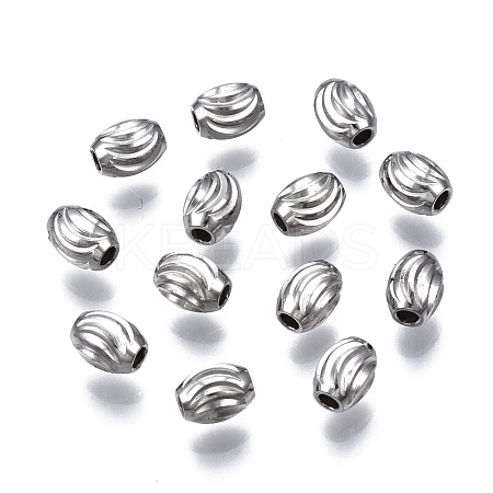 Tarnish Resistant 201 Stainless Steel Corrugated Beads STAS-S117-015A-1