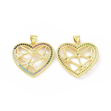Brass Micro Pave Cubic Zirconia Pendants ZIRC-P106-04G-01-1