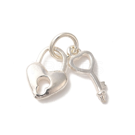 925 Sterling Silver Key & Heart Lock Charms with 925 Stamp and Jump Rings FIND-U013-04S-1