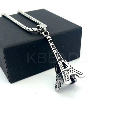 Vintage Paris Eiffel Tower Pendant 304 Stainless Steel Men’s Necklaces EO0985-1