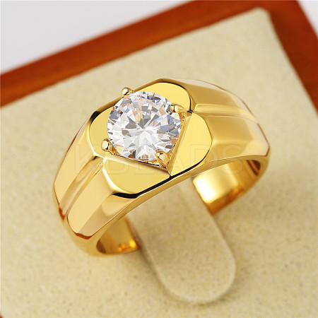 304 Stainless Steel Pave Clear Cubic Zirconia Finger Rings for Men FS-WG96A01-08-1