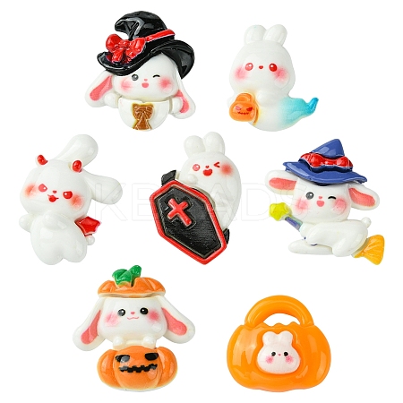 7Pcs 7 Styles Halloween Opaque Resin Decoden Cabochons CRES-FS0001-68-1