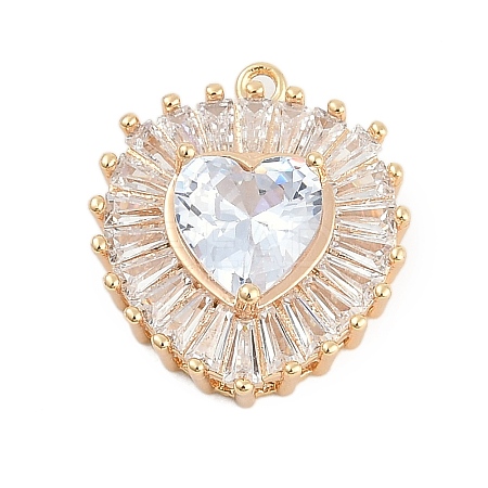 Brass Micro Pave Cubic Zirconia with Glass Pendants KK-Q026-20G-1