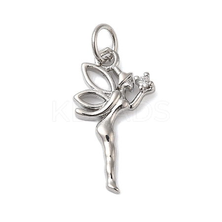 Rack Plating Brass & Clear Cubic Zirconia Pendants KK-S372-12P-1