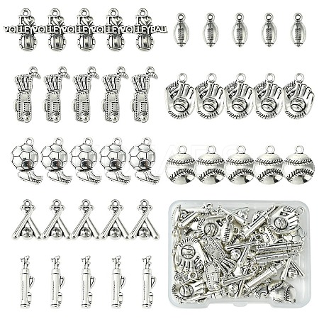 40Pcs 8 Styles Tibetan Style Alloy Pendants FIND-YW0005-67-1