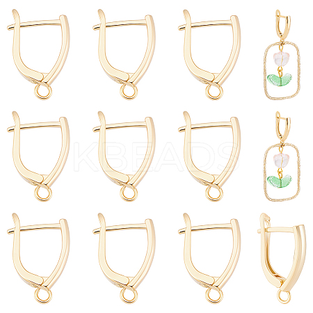 20Pcs Rack Plating Eco-friendly Brass Hoop Earring Findings with Latch Back Closure KK-BBC0027-50G-1