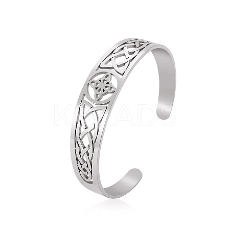 Witch Knot Hollow Out 304 Stainless Steel Cuff Bangles for Women FS-WG44EC4-01-1