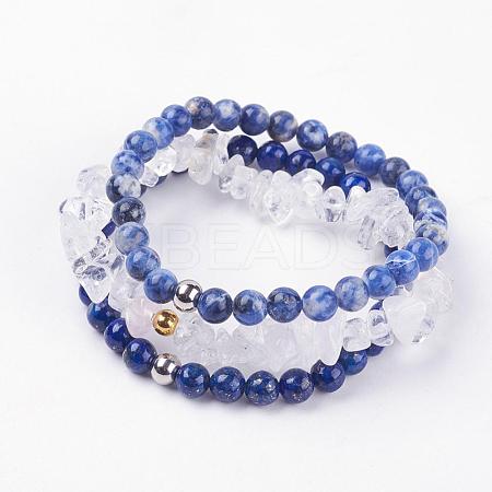 Natural Mixed Gemstone Stretch Bracelets BJEW-JB03365-03-1