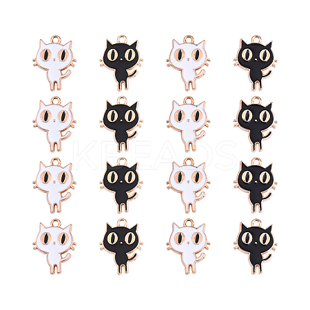 60Pcs 2 Colors Light Gold Alloy Enamel Pendants ENAM-CJ0001-68-1