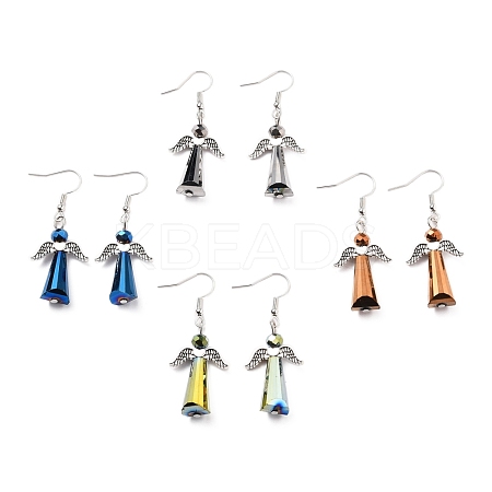 Electroplate Glass Dangle Earrings X-EJEW-JE04358-1