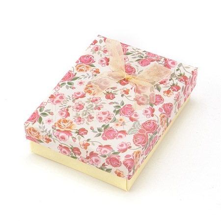 Flower Pattern Cardboard Jewelry Packaging Box CBOX-L007-007B-1