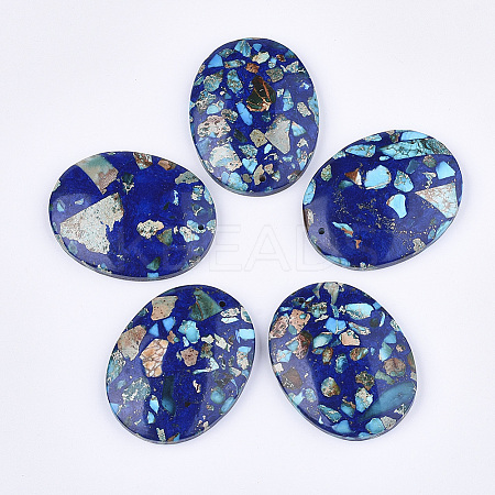 Assembled Synthetic Imperial Jasper and Natural Lapis Lazuli Pendants G-S329-063-1