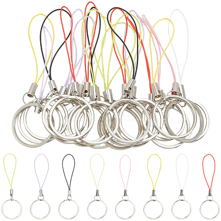 40Pcs 8 Colors Nylon Cord with Zinc Alloy sleeve Mobile Straps FIND-GF0008-37-1