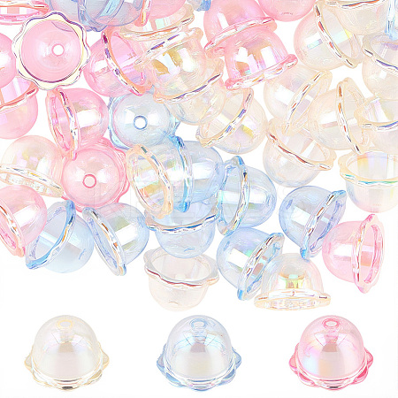 60Pcs 3 Colors UV Plating Acrylic Bead Caps PACR-SC0001-08B-1