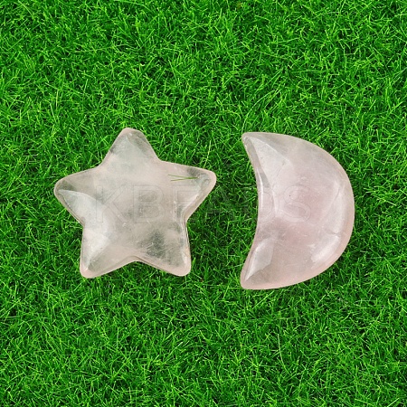 Natural Rose Quartz Healing Moon & Star Ornaments PW-WG13036-01-1