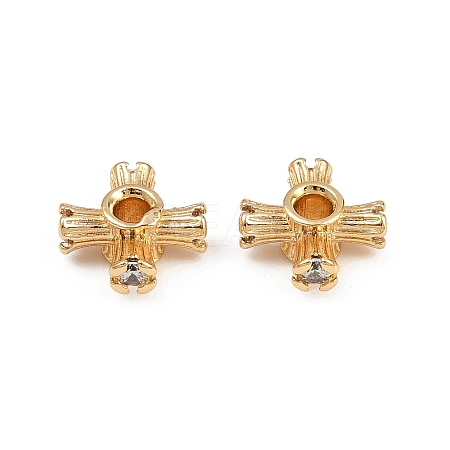Brass Micro Pave Cubic Zirconia Beads KK-K407-11G-1