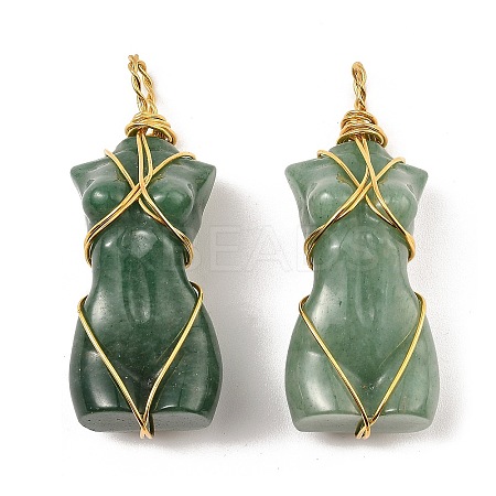Natural Green Aventurine Pendants G-K338-30G-05-1