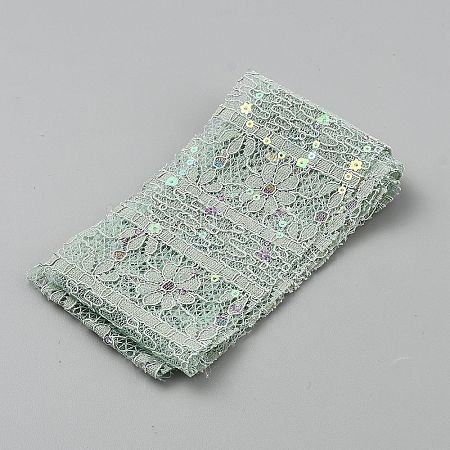 Polyester Flower Lace Ribbons with Paillettes OCOR-WH20048-04A-1
