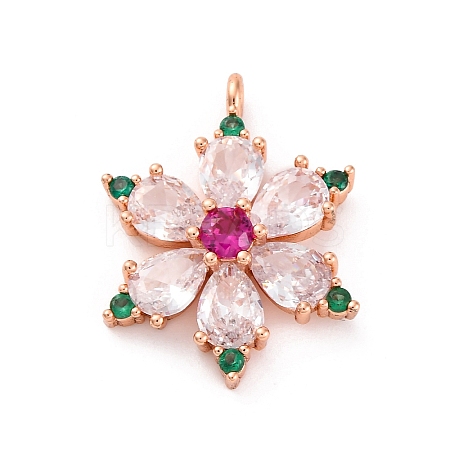 Rack Plating Brass with Cubic Zirconia Pendants KK-Q010-11RG-1