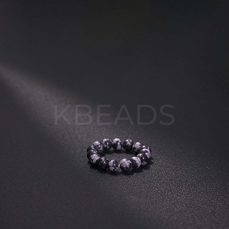 Natural Snowflake Obsidian Stretchy Finger Rings FS-WG01730-48-1